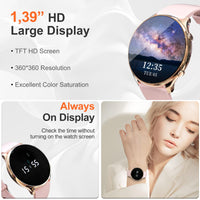 1 x RAW Customer Returns Fitonus Smartwatch Women Phone Function, 1.39 Inch Always-On Display, Fitness Watch Women Round with 110 Sports Modes Blood Pressure Measurement Heart Rate Sleep Monitor Pedometer Watch for iOS Android Gold - RRP €37.3