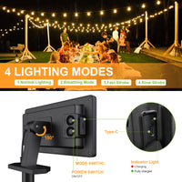 1 x RAW Customer Returns BokiHuk Solar Outdoor String Lights, 18M Solar Garden Lights with 30 2 G40 Waterproof Bulbs, Solar USB Rechargeable, 4 Modes Outdoor Lights for Garden Party Wedding - RRP €49.18