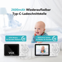 1 x RAW Customer Returns BondFree Baby Monitor with Camera Babyphone Baby Monitor 2.8 inch with 2600mAh Battery Type-C Rechargeable 2-way intercom VOX mode Night vision Temperature monitoring Lullaby - RRP €40.32