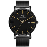 1 x RAW Customer Returns BUREI Vigor Rigger Men s Quartz Watch Ultra-thin Black Wristwatch for Men Classic Minimalist Design with Date Calendar and Stainless Steel Strap - RRP €45.45