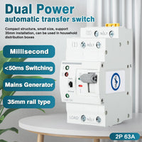 1 x RAW Customer Returns Jadeshay Dual Power Automatic Transfer Switch, ATS Automatic Transfer Switch 220V 63A Home Electrical Switch, for Municipal Electricity, Generator - RRP €38.79