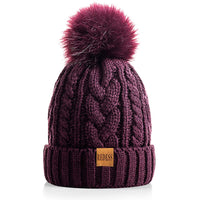 3 x Brand New REDESS Women s Winter Pompom Hat with Warm Fleece Lining, Thick Slouchy Snow Knit Skull Ski Cap - RRP €59.97