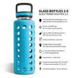 1 x RAW Customer Returns hydro2go glass drinking bottle with silicone cover 950 ml - dishwasher safe 2 interchangeable lids 100 leak-proof BPA-free - glass bottle for smoothies, office, fitness, yoga, sport outdoor - RRP €33.23