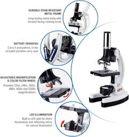 1 x RAW Customer Returns AmScope M30-ABS-KT2-W 52-piece children s beginner microscope with LED light and carrying case, 120X-1200X, 40cm x 37cm x 13cm, white - RRP €47.39