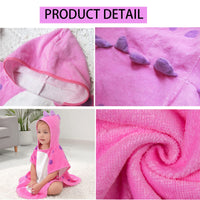 1 x Brand New Shalwinn Children s Towel Cotton Hooded Cartoon Dinosaur Bathrobe Bath Poncho Towel for Boys Girls, 0-4 Years, Pink - RRP €21.71