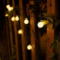 1 x RAW Customer Returns Bollengold solar fairy lights for outdoors, 60LED 8m solar crystal balls with USB plug, 8 modes, waterproof for outdoors and indoors for gardens, bedrooms, weddings, balconies, camping, parties decorations warm white  - RRP €18.14