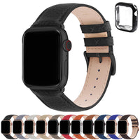 1 x RAW Customer Returns Fullmosa Compatible with Apple Watch Strap 40mm 41mm 38mm 42mm 44mm 45mm 49mm,Genuine Leather Replacement Straps Women Men for iwatch Series 9 8 7 6 5 4 3 2 1 SE SE2,Black Smoke Gray Buckle - RRP €20.2