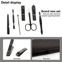 1 x Brand New 7Pcs Premium Manicure Set, Nail Clippers Pedicure Tools With Leather Case Box Mini Professional Manicure Set For Men And Women - RRP €6.96