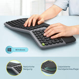 1 x RAW Customer Returns Ergonomic keyboard and mouse wireless with wrist rest, seenda 2.4GHz keyboard mouse set wireless ergonomic, split keyboard with German layout for Windows, laptop PC, black and gray - RRP €40.33