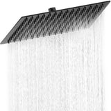 1 x RAW Customer Returns HAUSPROFI shower head 12 inches made of stainless steel 304 - shower head rain shower with self-cleaning nozzles - square shower head luxury rain shower rain shower head - matt black 30CM  - RRP €39.99