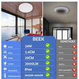 1 x RAW Customer Returns beek LED ceiling light round, 24W ceiling lamp, waterproof, 3000K-6000K lamp ceiling lights for living room, bathroom, bedroom, kitchen, hallway, cellar, balcony, diameter 290 x H24 mm - RRP €17.99