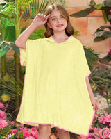 5 x Brand New BesserBay Beach Dress Kids Girls Poncho Towel Bathrobe Swimming Coverup Terry Cloth Yellow Pink 120 - RRP €90.7