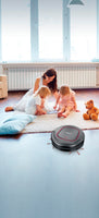 1 x RAW Customer Returns SEVERIN Chill RB 7025 Automatic robot vacuum cleaner with 90 minute autonomy, Robot vacuum cleaner for floors with step sensor, Robot vacuum cleaner for carpets, grey black red - RRP €107.07