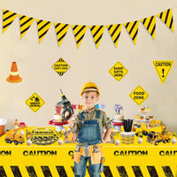 1 x Brand New Construction Birthday Party Supplies, Truck Party Decorations for Boys Birthday, Includes Paper Plates, Worn Style Construction Tablecloth, Construction Flag, Paper Cups, Napkins - RRP €19.2