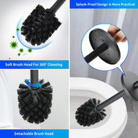 1 x RAW Customer Returns Black Toilet Brush, WAVEWO Stainless Steel Toilet Brush Holder with Container, Bathroom Brush with Splash-Proof Design, Enclosed Toothbrush for Bathroom, Hanging Standing, 8.8 8.8 39 - RRP €33.14