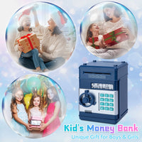 1 x RAW Customer Returns Highttoy safe for children 3-12 years, electronic money box for children with code, ATM savings box, ATM saving bank password piggy bank, money box, gifts for boys, dark blue - RRP €27.06