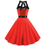 1 x RAW Customer Returns IMEKIS Women s Vintage Cocktail Dress Sleeveless Halterneck 1950s Polka Dots Retro Rockabilly Swing Dress A Line Pleated Skirt Knee Length Wedding Festive Evening Dress Ball Gown Red XXL - RRP €32.47