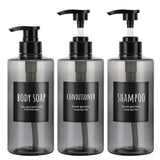 1 x RAW Customer Returns Segbeauty Soap Dispenser with Labels, 3 Pack 500ml Empty Pump Bottle, Travel Bottles Set, Plastic Refillable Shampoo Bottles Lotion Shower Gel Dispenser for Kitchen and Bathroom, Gray - RRP €21.06