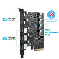 1 x RAW Customer Returns PCIe to USB 3.2 Gen 2 3.1 Gen 2 Card with 10 Gbps Bandwidth 5-Port 3X USB-A -2X USB-C USB C 3.2 Card Internal Converter PCIE Splitter for Desktop PC Support Windows - RRP €39.99