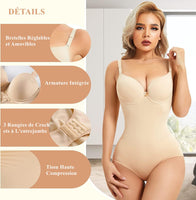 1 x RAW Customer Returns Bafully Bodysuit for Women Body Shaping Flat Tummy Shapewear Invisible Slimming Bodysuit Top Beige L-XL - RRP €36.4