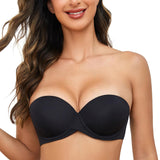 1 x RAW Customer Returns MELENECA Women s Push Up Thick Padded Reusable Underwire Strapless Bra Black 90C - RRP €30.24