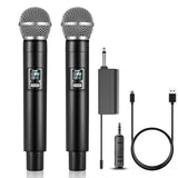 1 x RAW Customer Returns ALPOWL de Wireless Microphone, Wireless UHF Dual Handheld Microphone with Rechargeable Receiver, 40 Hours Runtime, 200 Feet Range, Bluetooth Microphone for Karaoke, Church, Speech, Wedding - RRP €39.99