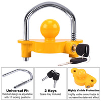 1 x RAW Customer Returns Turnart Trailer Lock, Trailer Lock, for 50mm Couplers, 2 , 1-7 8 , 2-5 16 , 2 Keys Yellow  - RRP €25.99