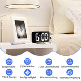 1 x RAW Customer Returns Digital Bedside Alarm Clock, 7 LED Mirror Alarm Clock, with 2 USB Charging Ports, Snooze Mode, Automatic Brightness Adjustment, Easy to Set Up Desk Clock for Home Office Gold  - RRP €22.18