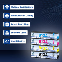 1 x RAW Customer Returns Upgrade 913A set with latest chip for HP 913A compatible with PageWide Pro 377dw 377dn Pro 477dw 477dn Pro 352dn 452dn MFP 477dw MF 552dw 577dw MFP 577z MFP P55250dw MFP P57750dw - RRP €21.6