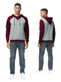 2 x Brand New YuKaiChen Men s Pullover Hoodie Patchwork Sweatshirt Casual Raglan Sleeve Hoodie with Pockets L Wine Red - RRP €55.2