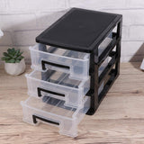 1 x RAW Customer Returns HEALLILY Mini Box Organizer Three-Layer Drawer Type Closet Storage Cabinet Organizer Transparent Storage Shelf for Home and Office Black and Transparent Mini Chest of Drawers - RRP €17.7