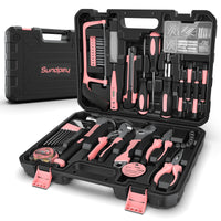 1 x RAW Customer Returns  Sundpey tool case filled professional 148 pcs - household tool case tool box tool set with ratchet screwdriver, hexagon wrench, pliers, voltage tester for men and women pink - RRP €46.99