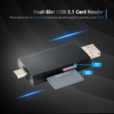 1 x RAW Customer Returns JJC Metal SD Card Reader, USB 3.1 Micro USB 2.0 Type-C 3.1 Easy Card Reader USB OTG Adapter for UHS-II UHS-I SD SDHC SDXC Micro SD Micro SDHC Micro SDXC Memory Cards Gray  - RRP €20.99