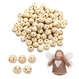 1 x Brand New Mengtech 100pcs Wooden Face Beads 20mm Face Wooden Beads Round Wooden Beads with Hole for DIY Necklace Bracelet 5 Types - RRP €22.8