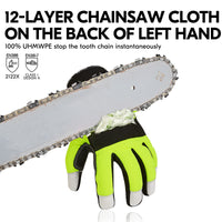 1 x RAW Customer Returns Vgo... 1 pair EN381-7, Class 1, 20 m s, chainsaw protection gloves, cut protection, high anti-cutting ability, made of goat leather and PVC GA8912  - RRP €32.26