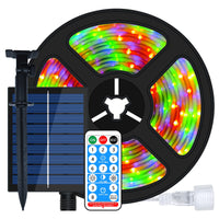 1 x RAW Customer Returns MIWATT 5M Solar LED Strip, multi-color LED strip, LED Stripes with 17 keys RF remote control, 280 LEDs, lighting for house, party, kitchen, garden, swimming pool - RRP €24.52