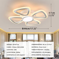 4 x Brand New CURBEL LED Ceiling Light Dimmable With Remote Control Ceiling Lamp Creative Four-leaf Clover Design Dining Room Lamp Bedroom Living Room Ceiling Light 4 Heads 44cm 17.3in  - RRP €120.96