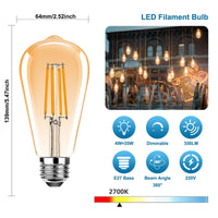 1 x RAW Customer Returns ProCrus 4W LED Dimmable Vintage Edison Light Bulb, E27 ST64 LED Light Bulbs, 350LM, 35W Incandescent Bulbs Equivalent, 2700K Warm White, Retro Antique Style, Amber Glow, 360 Beam Angle, Dimmable, Pack of 3 - RRP €18.4