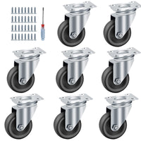 1 x RAW Customer Returns AMIGOB 8 pieces swivel castors, 50mm heavy-duty castors, rubber furniture castors, transport castors with 32 screws, wheels for furniture, load capacity 50kg per swivel castor - RRP €18.37