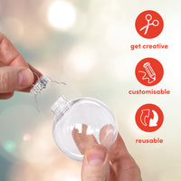 1 x RAW Customer Returns 15 Transparent Openable Christmas Baubles, Christmas Spheres to Fill Reusable and Durable Plastic Customizable Decoration Christmas Tree Balls, DIY Decorations, Weddings. - RRP €14.87