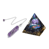 1 x Brand New Jovivi Pendulum Esoteric Resin Orgonite Pyramid Tree of Life Amethyst Ball Healing Reiki Meditation Ornament Fengshui Decoration - RRP €25.2