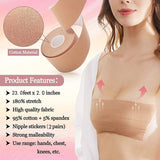 87 x Brand New Memoryee Adhesive Bra Breast Tape 7M Extra Long Roll, Push Up Boob Tape Bra Backless Strapless Bra Straps for AE Cups Large Breasts with 4 Reusable Silicone Invisible Breasts Nipple Pads - RRP €1274.55