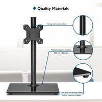 1 x RAW Customer Returns BONTEC monitor mount for 13-32 inch flat curved screen up to 10 kg, monitor stand with tempered glass base, adjustable tilt 25 swivel 80 rotation 360 , VESA 75 100mm - RRP €24.58