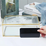 1 x RAW Customer Returns Homtone Golden Vintage Glass Box Terrarium Retro Jewelry Box Transparent Glass Jewelry Storage Organizer for Wedding Birthday Party Decor Large  - RRP €24.78