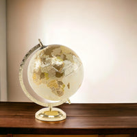 1 x RAW Customer Returns Earth globe, world globe 20cm with golden metal base - decoration and gift - RRP €39.95