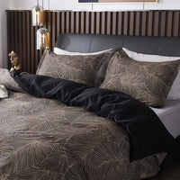 1 x RAW Customer Returns Nayoroom Bed Linen Brown 140x200 Tropical Leaves Pattern Duvet Cover 2 Pieces Microfiber Vintage Black Brown Reversible Bedding Set Zipper with Pillowcase 70x90 cm - RRP €27.22