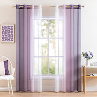 1 x RAW Customer Returns MIULEE Set of 2 Voile Curtains Two-Tone Curtain with Eyelets Transparent Curtain Eyelet Curtain Window Curtain Translucent for Bedroom, 140 x 225 cm, Purple - RRP €32.47