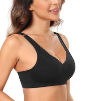 1 x RAW Customer Returns Lemorosy Women s Bra with Buckles Cotton Comfort Bras Mimimizer Size Without Underwire Black, 80D  - RRP €21.17