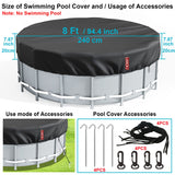 1 x RAW Customer Returns LXKCKJ Round Pool Cover for Above Ground Pools- Storage Tank Pool Cover with Drawstring Design Hot Tub Cover Ideal for Waterproof and Dustproof 2.4 m, Black  - RRP €24.55