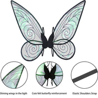 4 x Brand New Winwild Adult Fairy Wings 60 cm Butterfly Wings Fairy Wings Ladies Fairy Wings with Elf Ears and Wand Children Butterfly Costume Accessories for Carnival Halloween Cosplay Party Black  - RRP €64.48